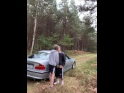 Preview 5 of Twink gives a blowjob step bro 24cm big cock outdoor by car