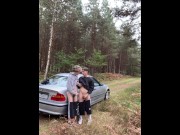 Preview 6 of Twink gives a blowjob step bro 24cm big cock outdoor by car