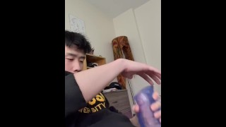 Hot Asian Guy Using His Pulsating Wet Cock To Fuck His Toy