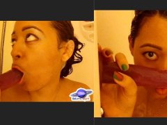 Saturno Squirt is the mixed-race Asian who teaches you in the bathroom how to suck cock