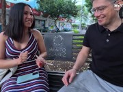 Preview 4 of Very beautiful girl waits for her boyfriend in the park. Fuck for money in Fake Interview