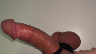 I oiled and massaged my MASSIVE Cock and Balls and did some bondage to bring me pleasure