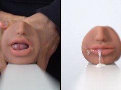 Mouth fucked from the inside with big dick. Fleshlight fuck and moaning