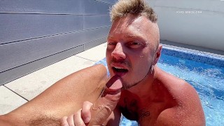 Blowjob for hot muscle guy with big dick 4K