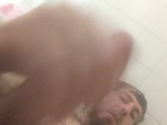 Cumshot Jerking Off this Big Cock in the Bath Tub