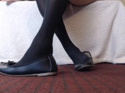 Preview 4 of Stockings Ballet Flats Shoeplay Dipping