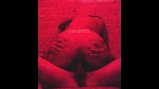 Cowgirl in red light room. Amateur real sex