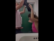 Preview 1 of Teen couple fuck in public bathroom