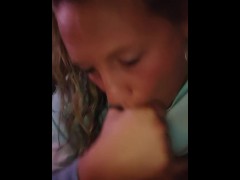 Sexy amateur cougar giving patient head , AT WORK!