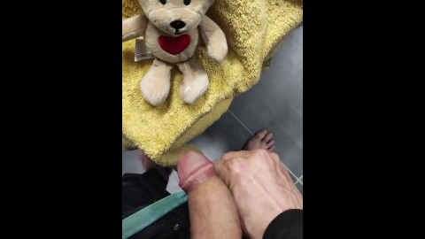 Beeing messy with a plushie bear. Pee, precum and cum