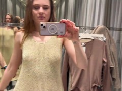 Tiny shows her hard nipples through her clothes