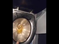 Peeing into a train toilet again