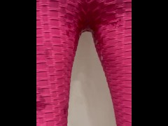 Standing backwards pee in my tights in shower