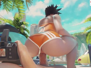 Tracer Hot Public Dick Riding on Camera in Parking Lot | Hottest Overwatch Hentai 4k 60fps