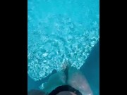 Preview 2 of Sliding my Bikini Bottoms off in the pool, shaved pussy