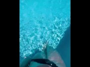 Preview 3 of Sliding my Bikini Bottoms off in the pool, shaved pussy