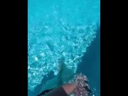 Preview 6 of Sliding my Bikini Bottoms off in the pool, shaved pussy