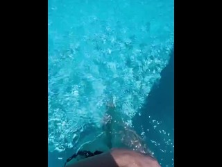 Sliding my Bikini Bottoms off in the Pool, Shaved Pussy