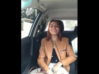 Latina is Addicted to Sex, she Pleases herself in Uber with a Vibrator in her Pussy