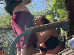 Busty Girl Wants to Sloppy Suck Him Off (Cover Her Front in Spit) by the Lake -Almost Caught 3 Times