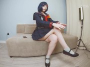 Preview 1 of Adorable schoolgirl Ryuko Matoi crosses her legs and teases you with her thick thighs and big ass