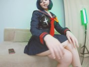 Preview 2 of Adorable schoolgirl Ryuko Matoi crosses her legs and teases you with her thick thighs and big ass