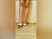 Preview 2 of Fucked and gave a lot of cum splattering on her sexy legs and heels