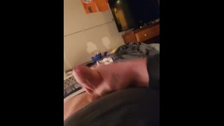 Cumming all over myself, almost a self facial.