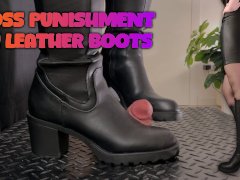 Boss Cock Crushing in Leather Boots - Bootjob