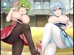 【#20 プリンセス・ハニートラップ(製品版)実況動画】爆乳村娘達にダブル足コキで罵倒されながら射精させられ・・(ハーレムアニメーションファンタジーエロゲー) - Screenshot 14 of 16 - Hentai Game