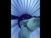 Preview 1 of Bodybuilder jerks off in tanning bed