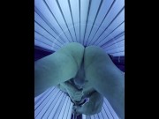Preview 5 of Bodybuilder jerks off in tanning bed