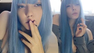 Cute Alt Girl smoking with her small titties out(full vid on my 0nlyfans/Manyvids)