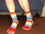 Preview 3 of Fuzzy Socks in Pink Flip Flops