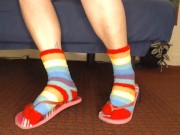 Preview 4 of Fuzzy Socks in Pink Flip Flops