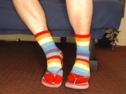 Preview 5 of Fuzzy Socks in Pink Flip Flops