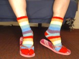Fuzzy Socks in Pink Flip Flops