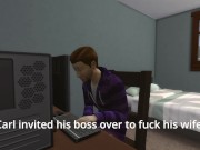 Preview 3 of MEGA SIMS- Cuckhold husband sets hot Latina wife up with big dick boss (Sims 4)