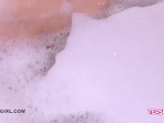 Preview 6 of Super cute Girl-Next-Door takes bath & shows pussy