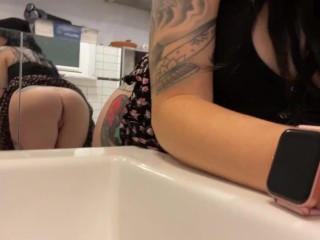 Tattooed Camgirl Pees and Pisses, She’s Pissing and Peeing.