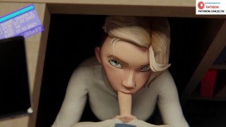 Gwen Stacy geweldige pijpbeurt onder tafel in kantoor | Hentai Spider-Man: Into de Spider-Verse 4k