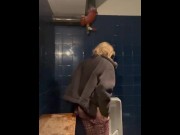 Preview 2 of Cute blonde alt girl pisses in public urinal