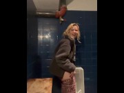 Preview 3 of Cute blonde alt girl pisses in public urinal