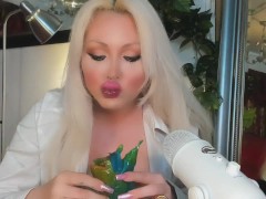 sexy secretary eating asmr pickle challenge