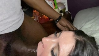 throat fucking me with that big black cock