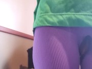 Preview 3 of Hairy Pussy Cum Play Torn Yoga Leggings