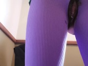 Preview 4 of Hairy Pussy Cum Play Torn Yoga Leggings