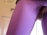 Preview 5 of Hairy Pussy Cum Play Torn Yoga Leggings