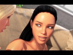 Futa3dX - Big Dicked Futa Blonde Shoves Her Huge Cock In Busty Brunette
