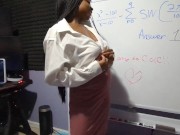 Preview 5 of Sexy Ebony College Teacher Study Session Seduces Her College Student